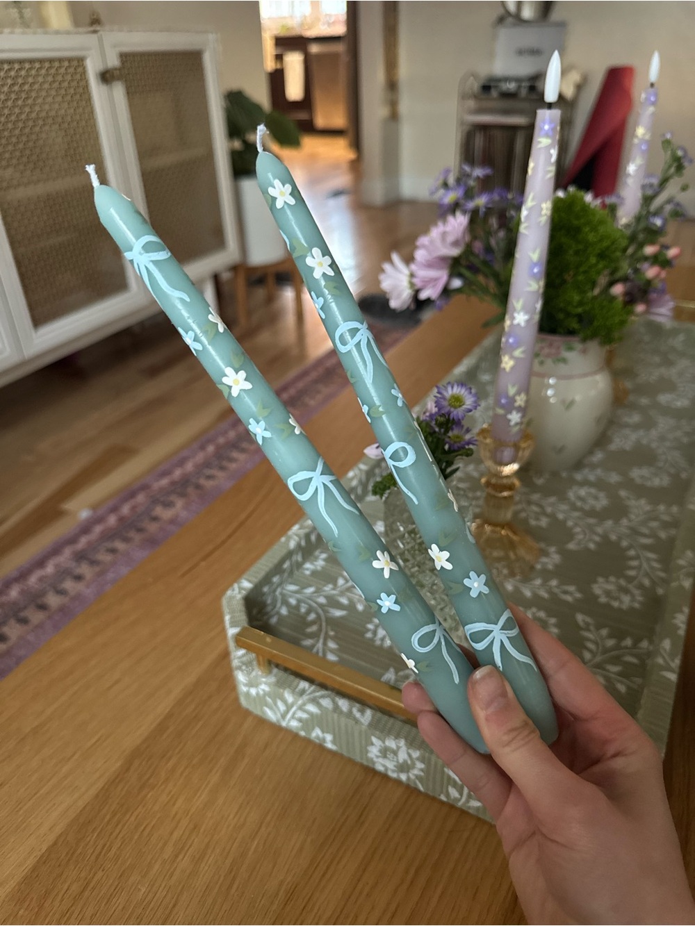 Hand painted taper candles